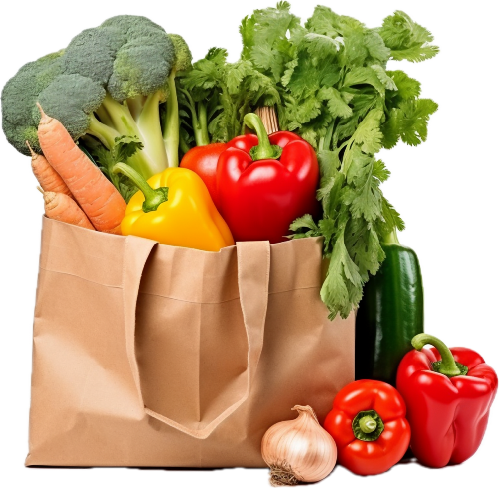 AI generated vegetables in a paper bag png