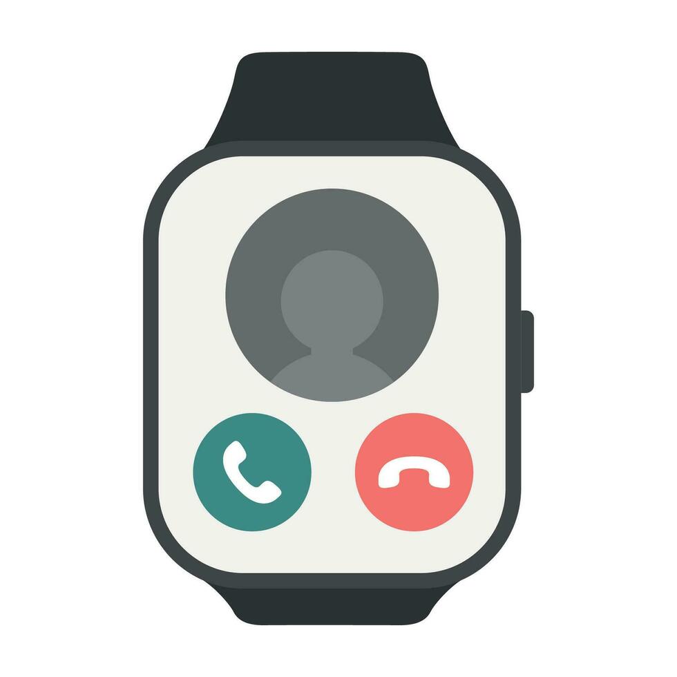 Set of Smart rectangle and circle watches  with incoming call screen. Vector illustration