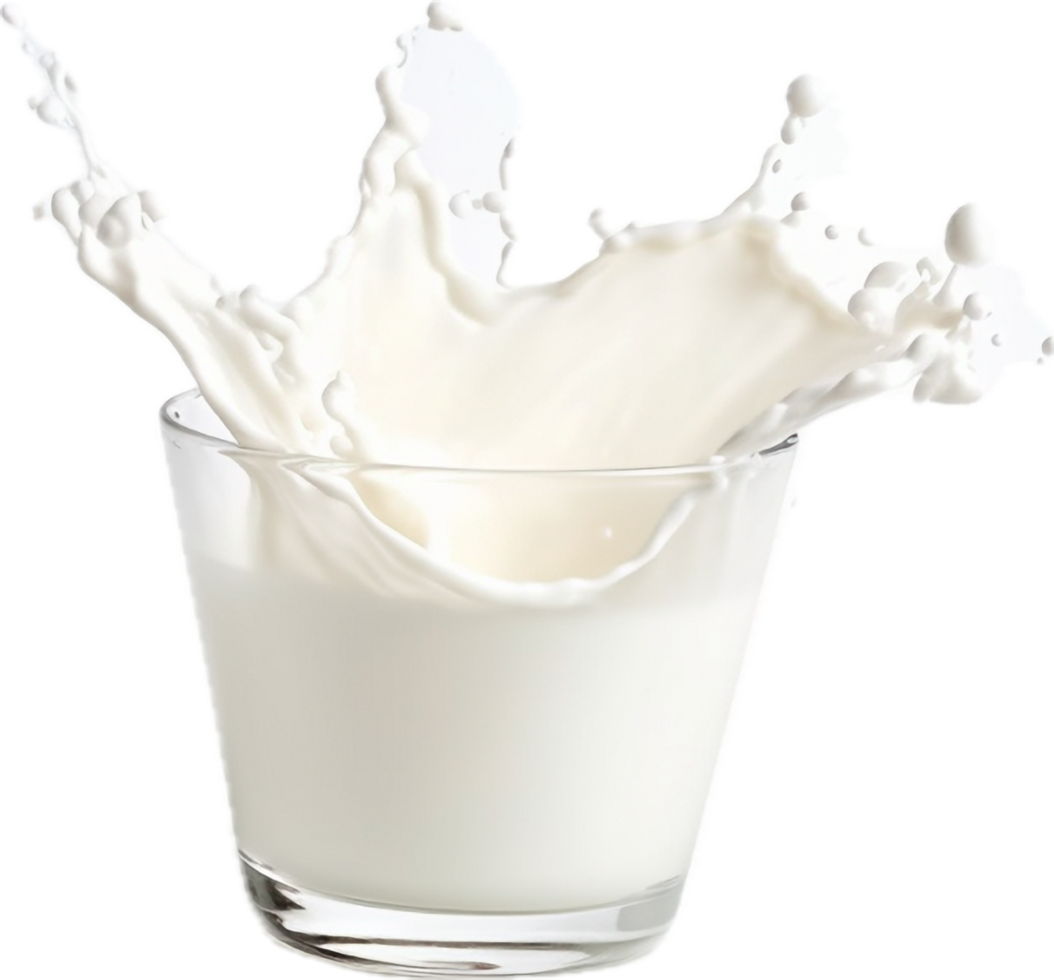 AI generated glass of milk with splash png