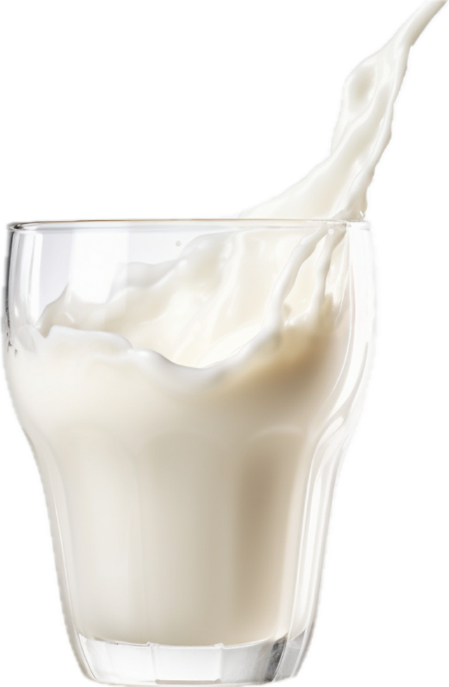 AI generated glass of milk with splash png