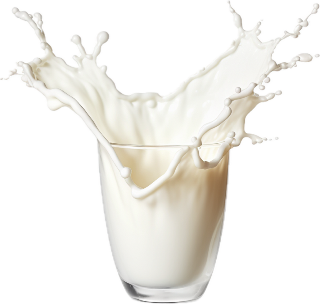 AI generated glass of milk with splash png