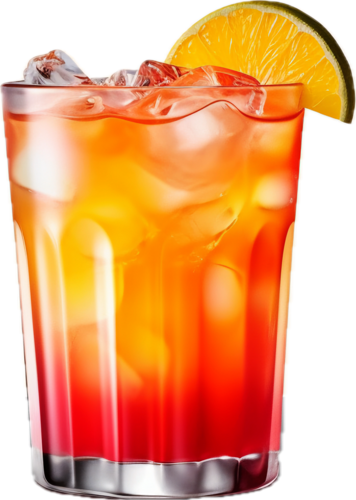 AI generated glass of tequila sunrise cocktail png