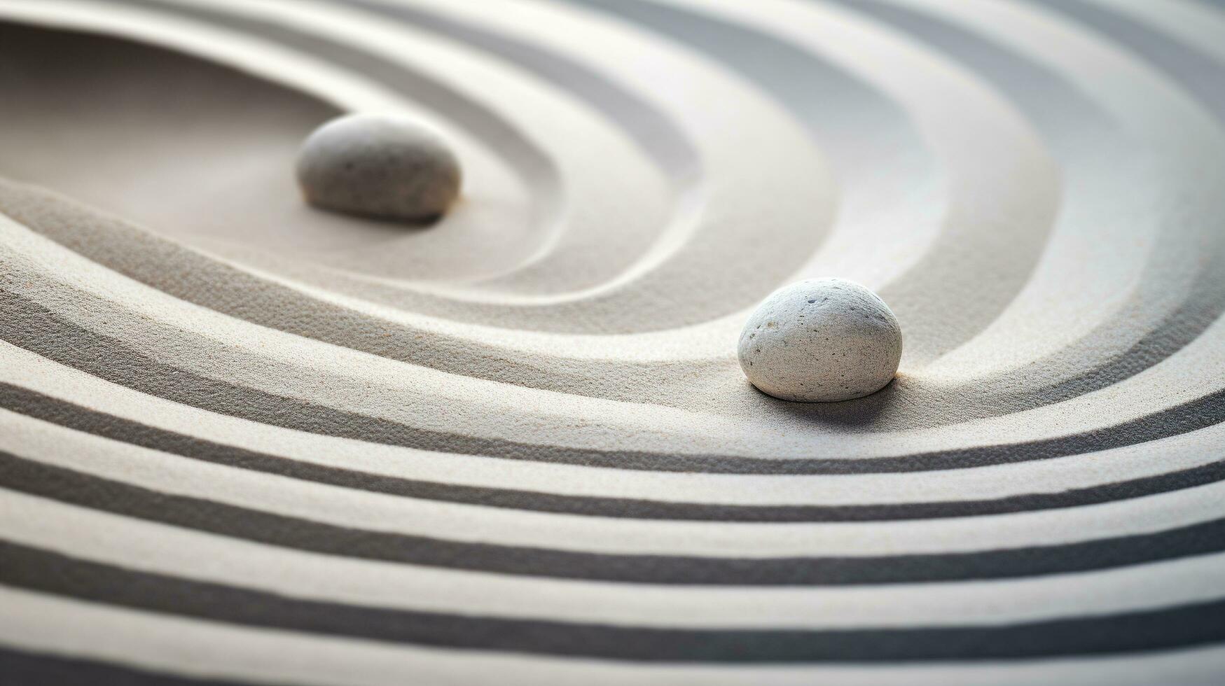 AI generated Generative AI, Zen garden with sand and stones, hypnotic simple illustration, calm relax and meditation concept photo