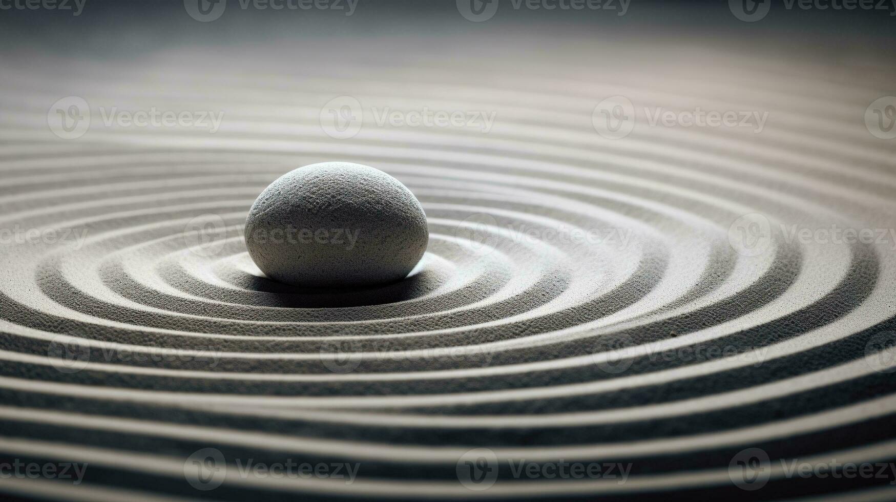 AI generated Generative AI, Zen garden with sand and stones, hypnotic simple illustration, calm relax and meditation concept photo