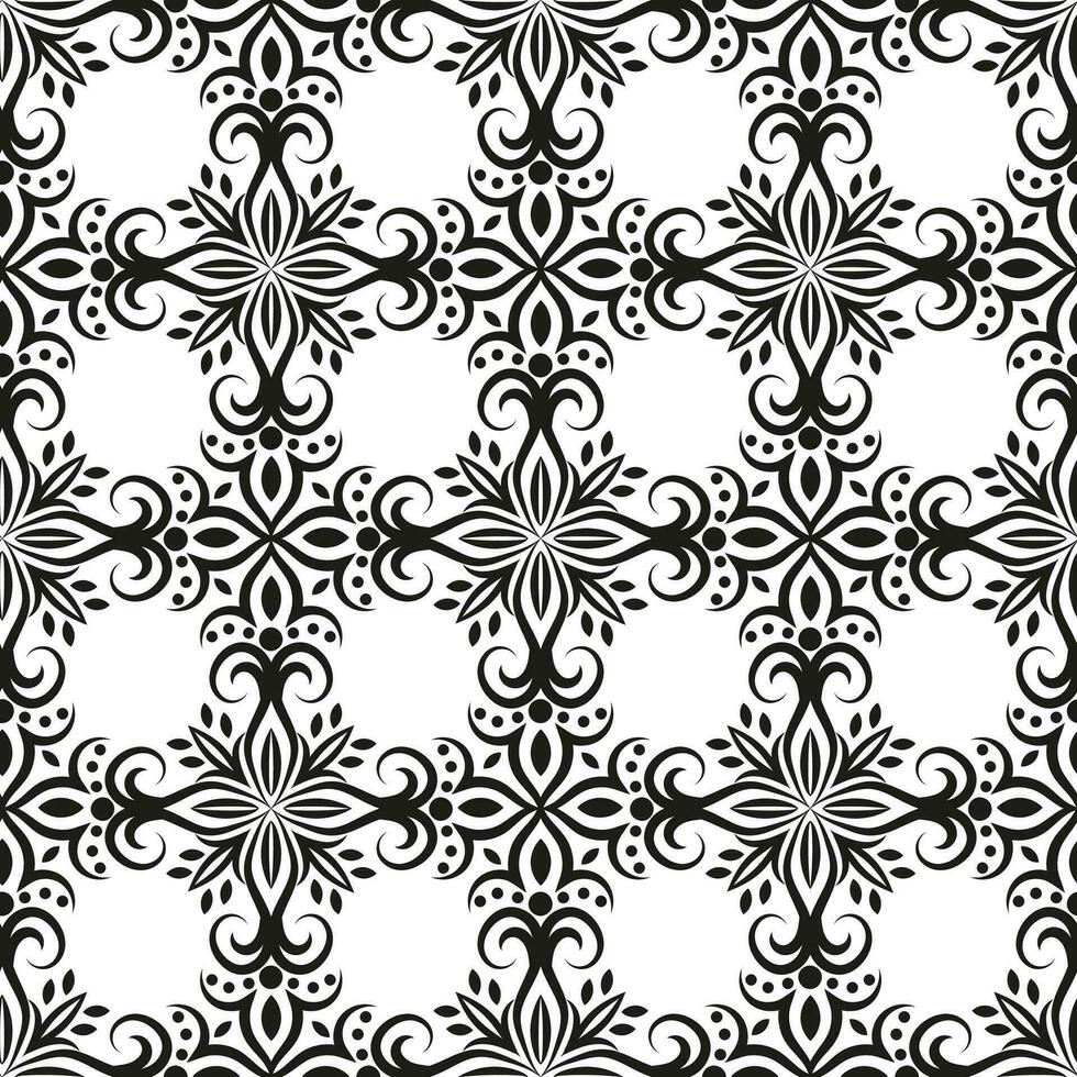 Damask seamless pattern. Royal endless background for wallpaper, fabric, wrapping. Black ornaments on a transparent background for textile, fabric vector