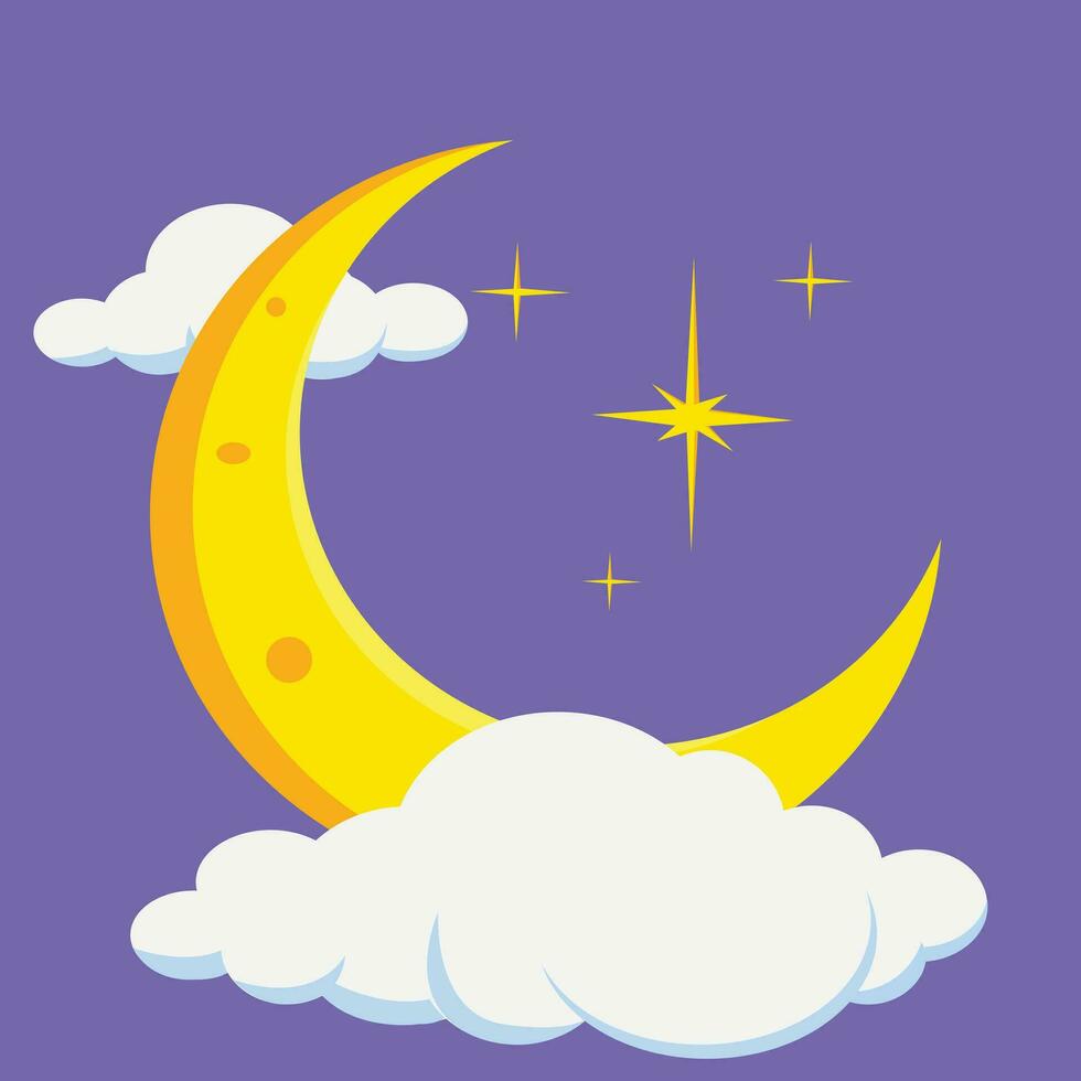 Moon sparkles and cloud for ramadhan vector