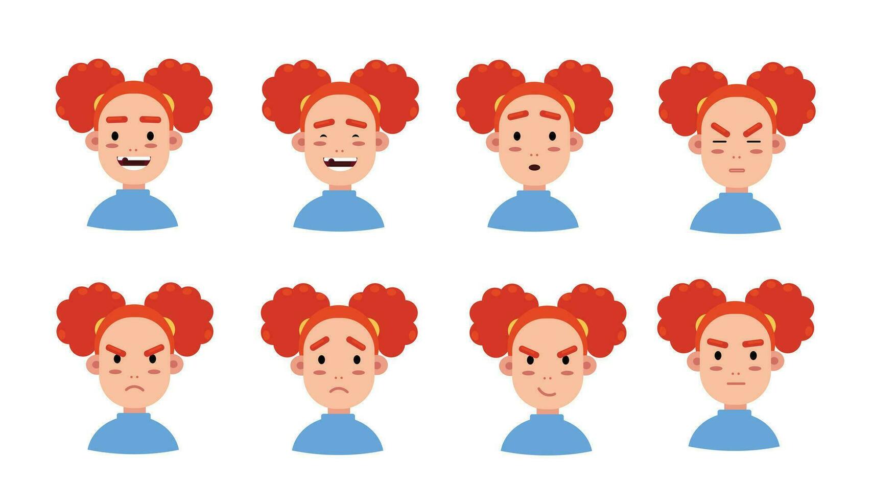 Kid face cartoon expressions flat design vector