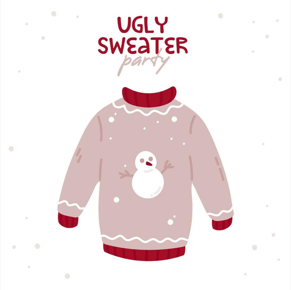 Ugly Christmas sweater with snowman vector