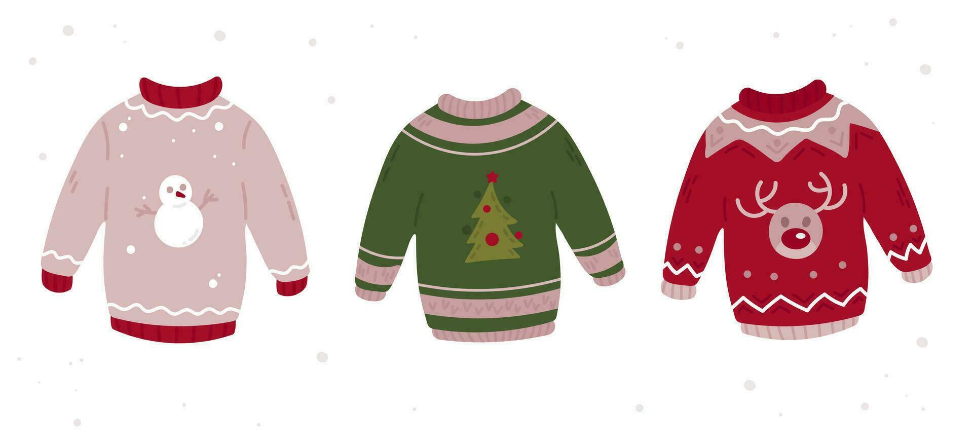 Ugly sweater collection. Vector flat illustration