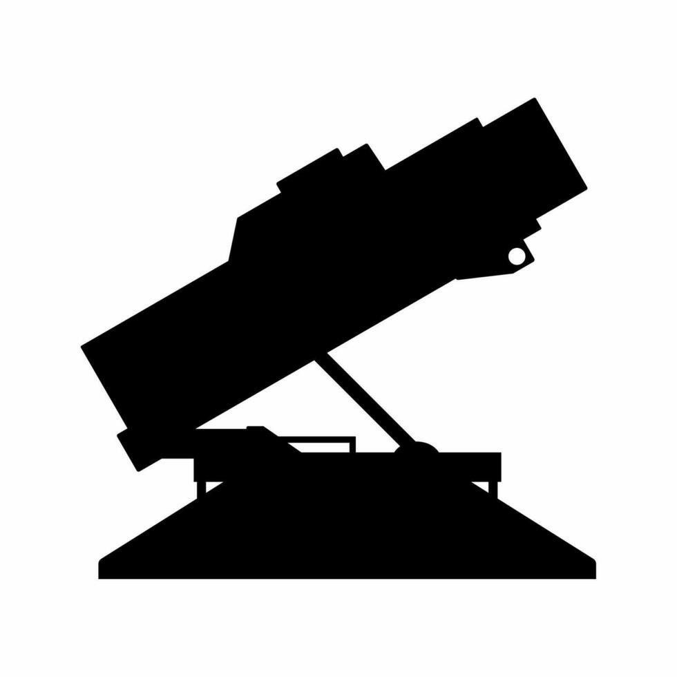 múltiple cohete lanzacohetes silueta icono vector. misil lanzacohetes torreta silueta lata ser usado como icono, símbolo o signo. misil torreta icono vector para diseño de arma, militar, Ejército o guerra