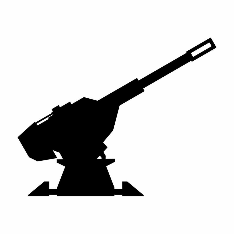 artillería silueta icono vector. anti aire torreta silueta lata ser usado como icono, símbolo o signo. artillería icono vector para diseño de arma, militar, Ejército o guerra