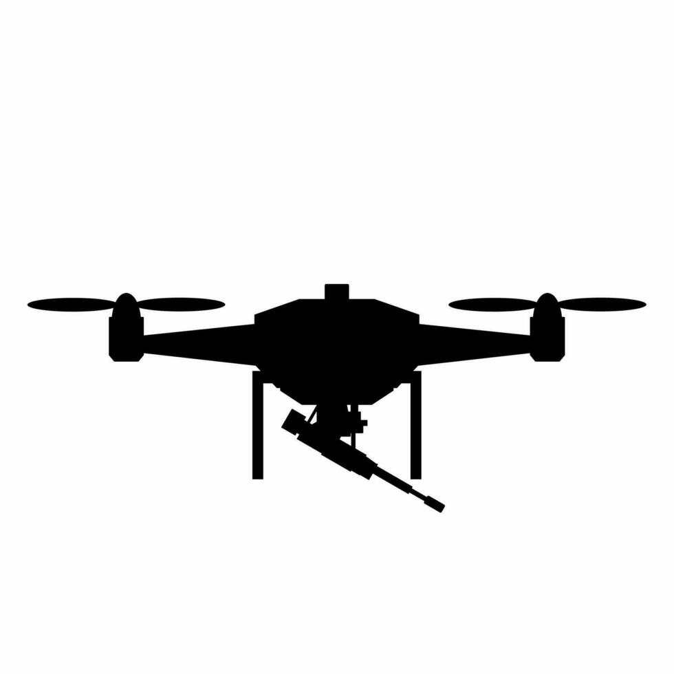 Attack drone silhouette icon vector. Military drone silhouette can be used as icon, symbol or sign. Attack drone icon vector for design of weapon, military, army or war