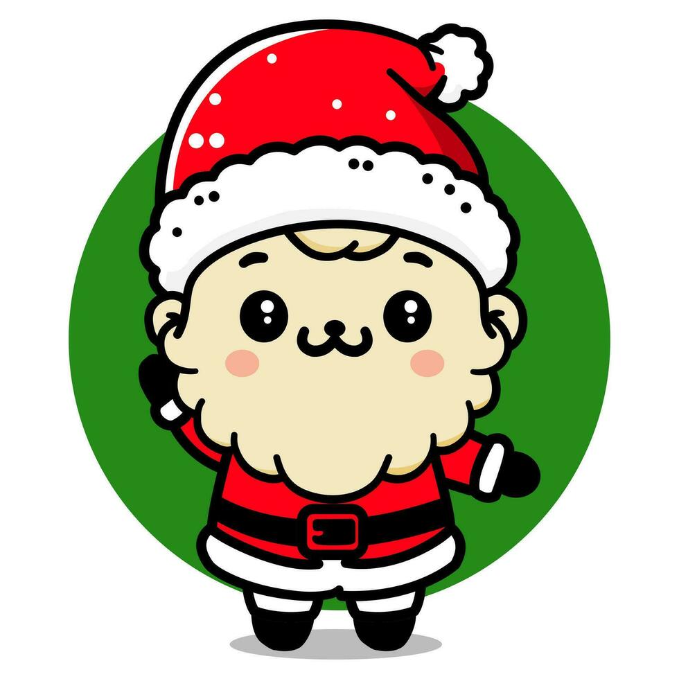 Christmas Santa Claus Character cartoon isolated on green and white background. vector