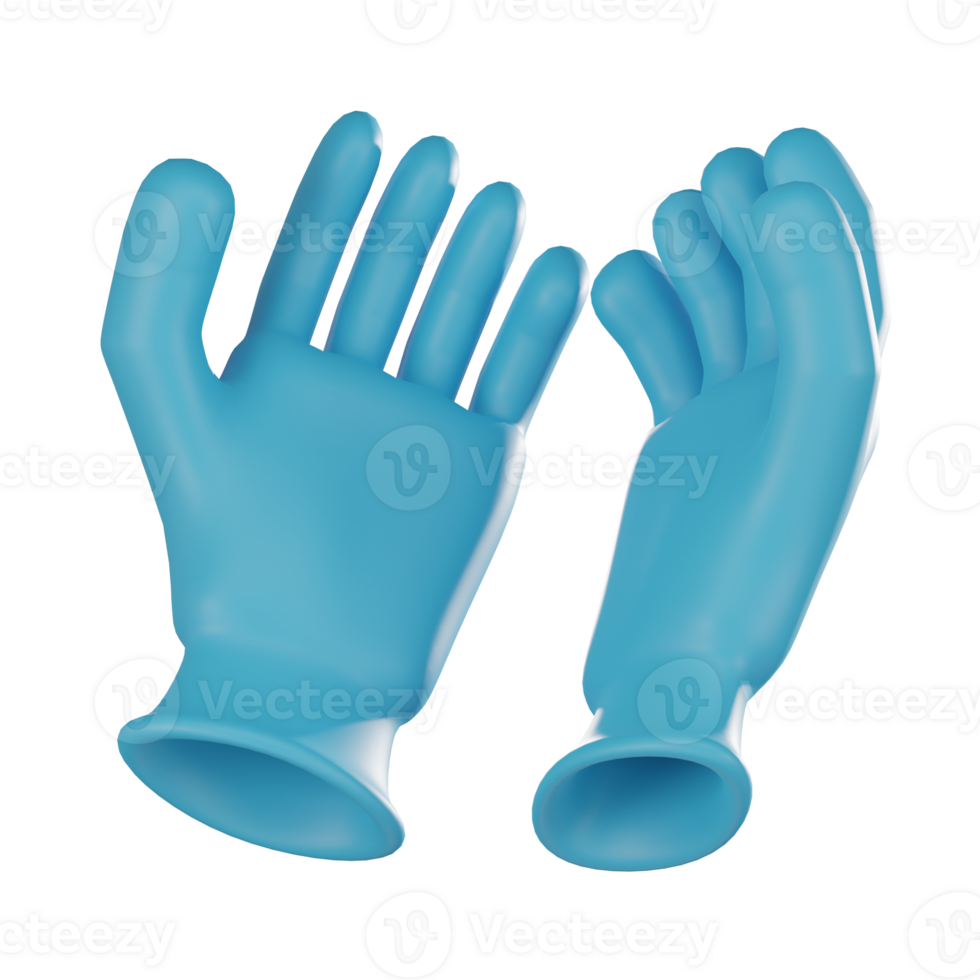 Pair of Blue Surgical Gloves 3D Icon for Medical and Healthcare Projects. 3D render illustration. png