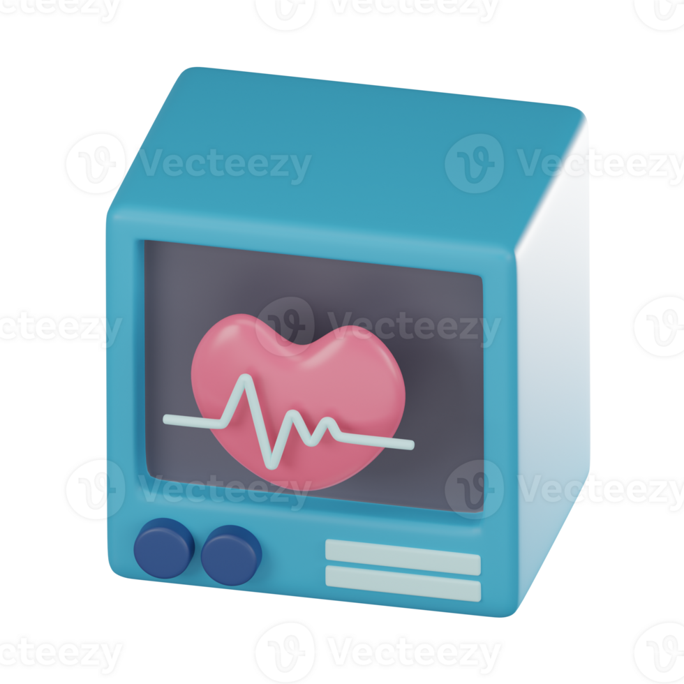 Ecg Monitor 3D Icon for Medical and Healthcare Projects. 3D render png