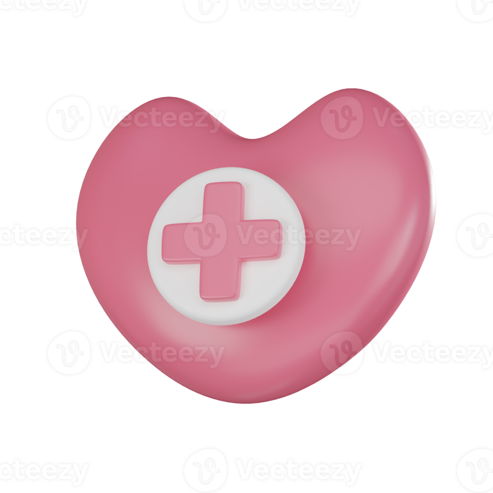 Visualize Cardiovascular Care and Hospital Services with 3D Heart Icon. 3D render png