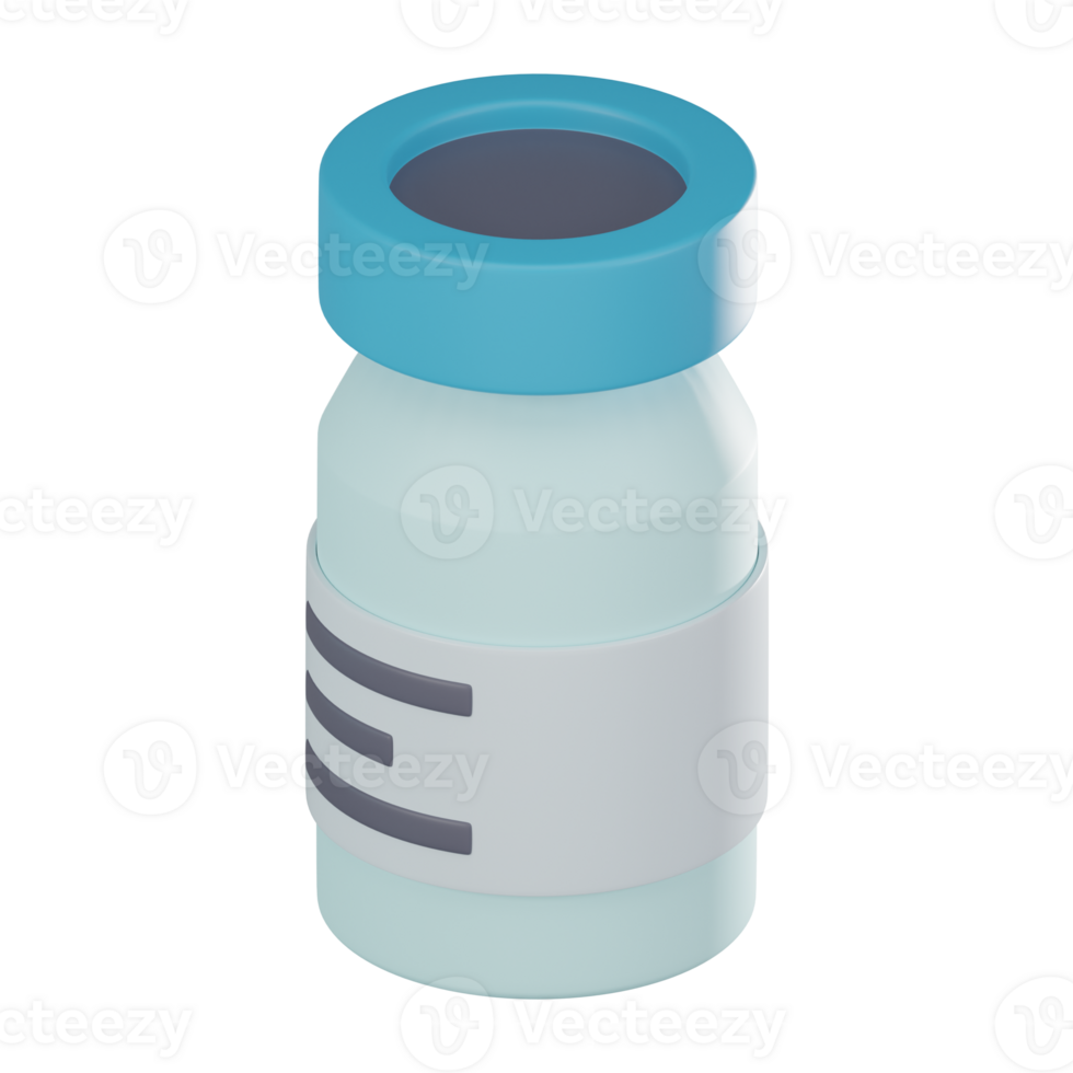 Vaccine Bottle 3D Icon for Medical and Healthcare Projects. 3D render png