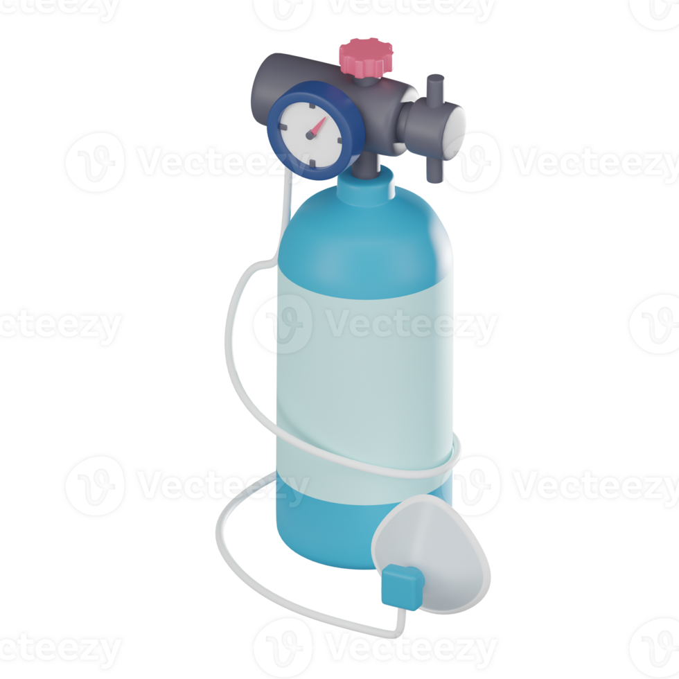 Medical Oxygen Tank 3D Icon for Medical and Healthcare Projects. 3D render png