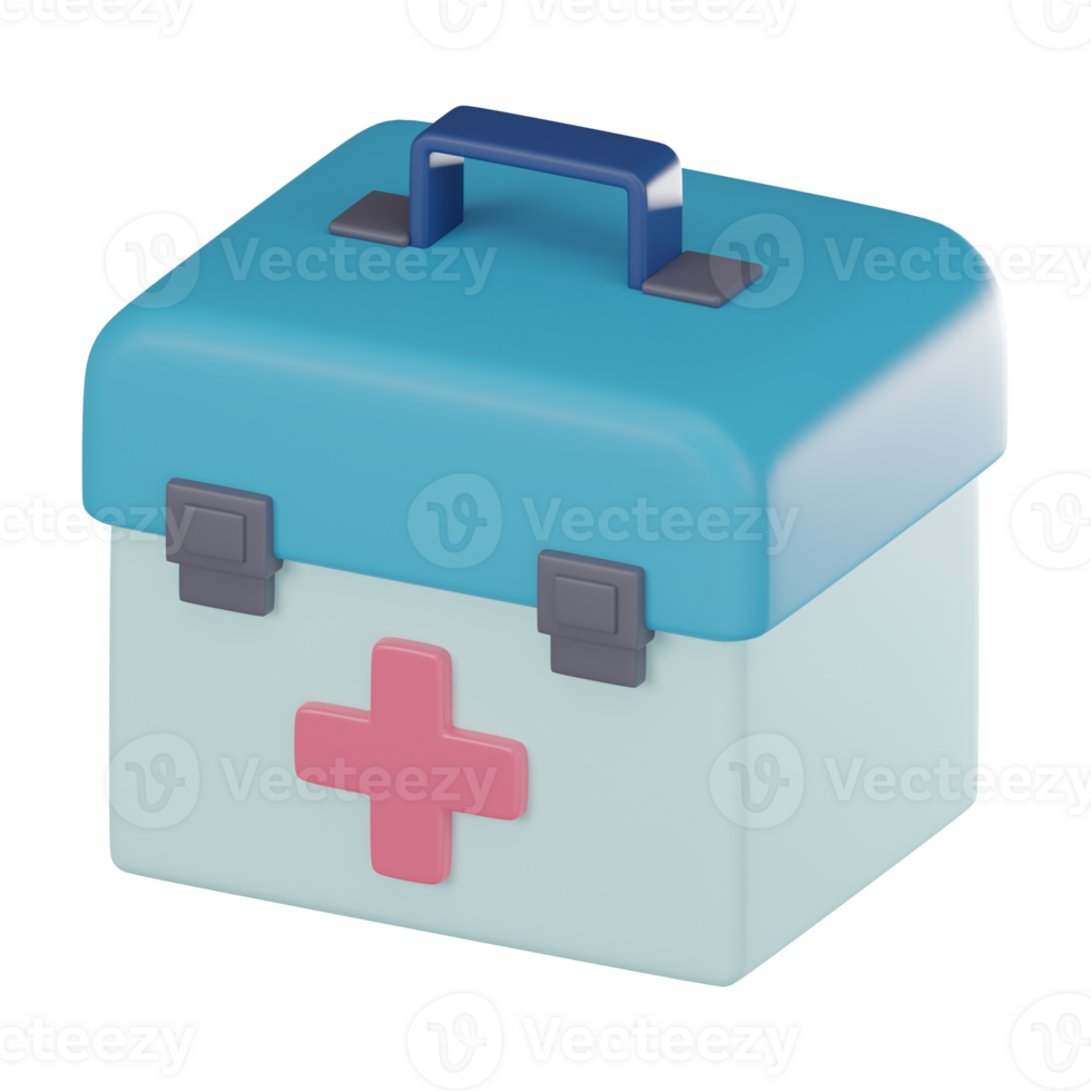 First Aid Kit Medicine Chest Box 3D Icon for Medical and Healthcare Projects. 3D render png