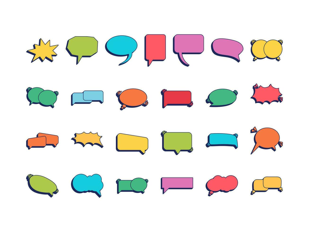 Chat Bubble Pastel Color. Speech Bubble Flat Style Vector Illustration on White Background.