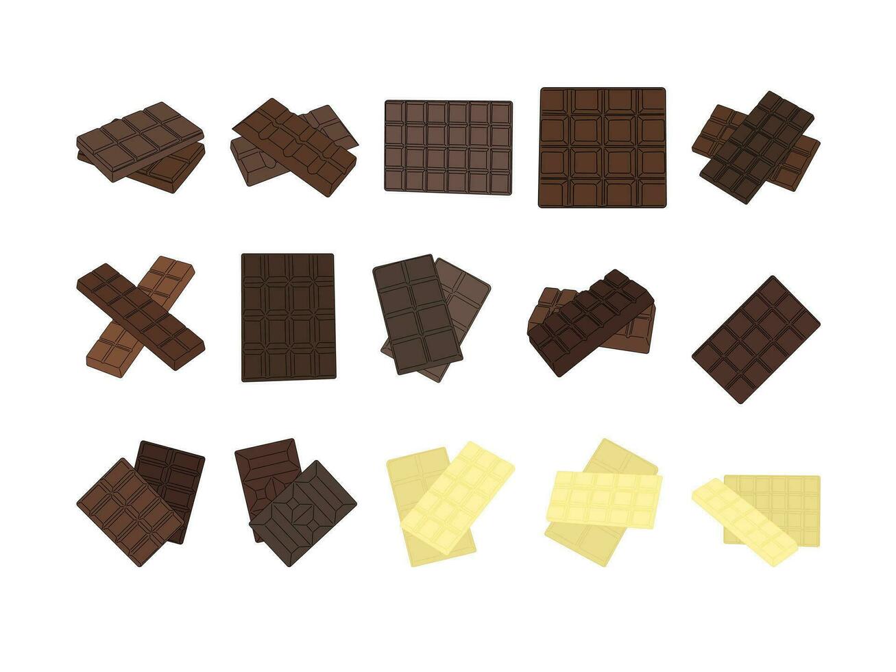 Chocolate Bars Illustration. White and Black Chocolate Bars Flat Style Vector Illustration on White Background.