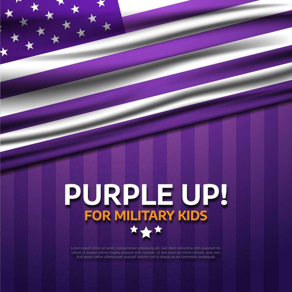 Happy Purple Up Day For Military Kids Background Vector Illustration