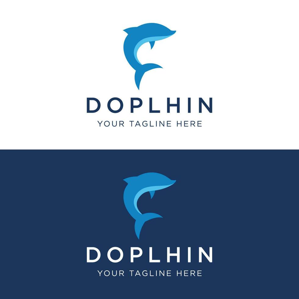 Dolphin Logo template design. Dolphins jump on the waves of the sea or beach with a creative idea. vector