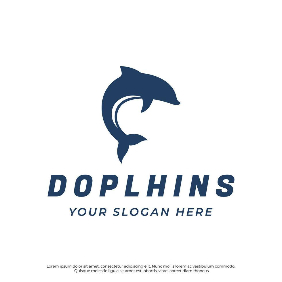 Dolphin Logo template design. Dolphins jump on the waves of the sea or beach with a creative idea. vector