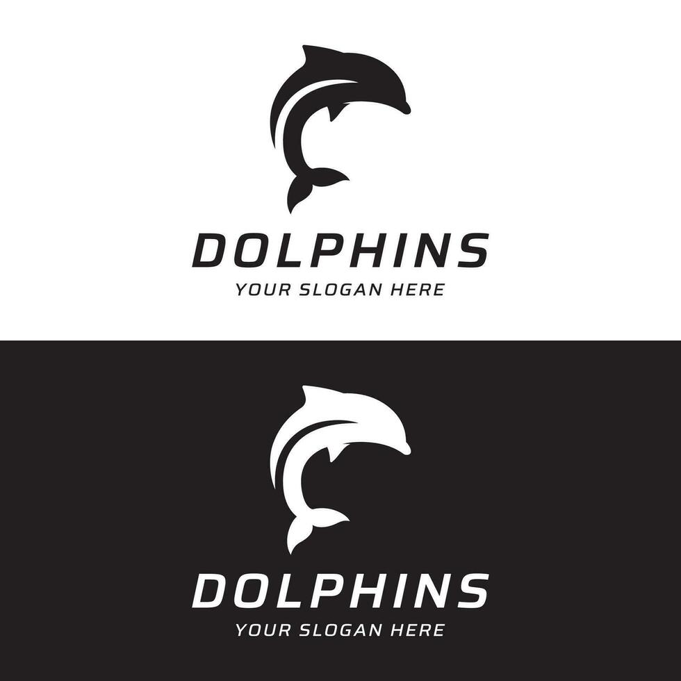 Dolphin Logo template design. Dolphins jump on the waves of the sea or beach with a creative idea. vector
