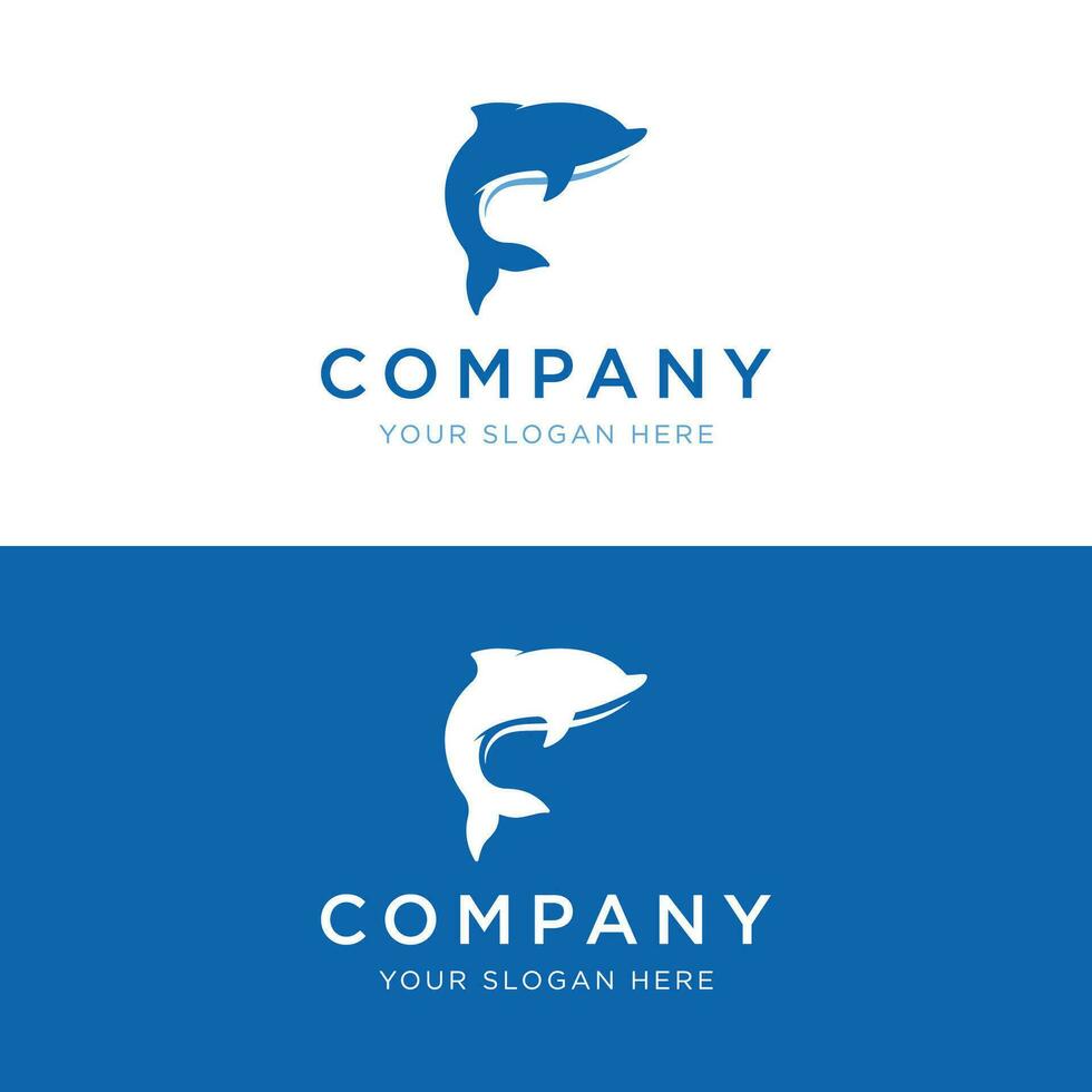 Dolphin Logo template design. Dolphins jump on the waves of the sea or beach with a creative idea. vector