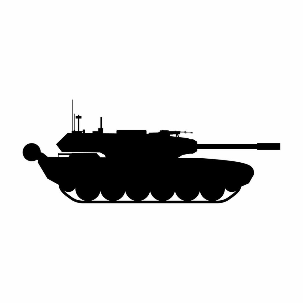 militar tanque silueta icono vector. militar vehículo silueta para icono, símbolo o signo. blindado tanque símbolo para militar, guerra, conflicto y ataque vector