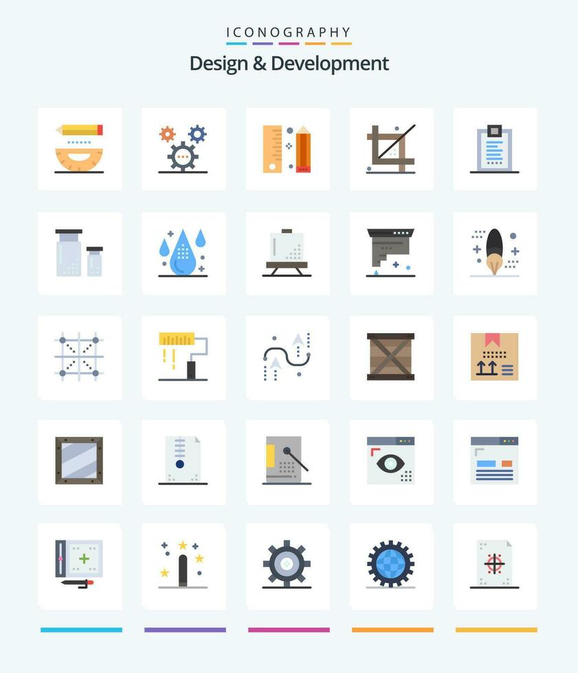 creativo diseño desarrollo 25 plano icono paquete tal como diseño. codificación. ideas programación. desarrollo vector