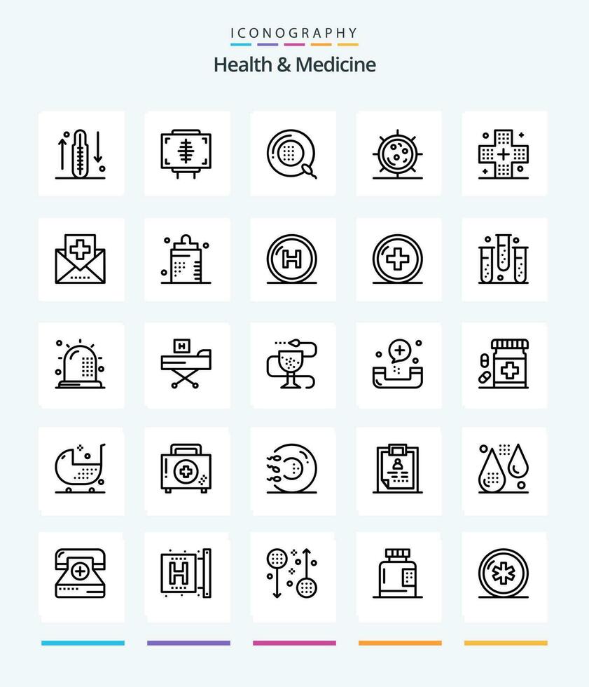 Creative Health  Medicine 25 OutLine icon pack  Such As disease. baby. health. medicine. health vector