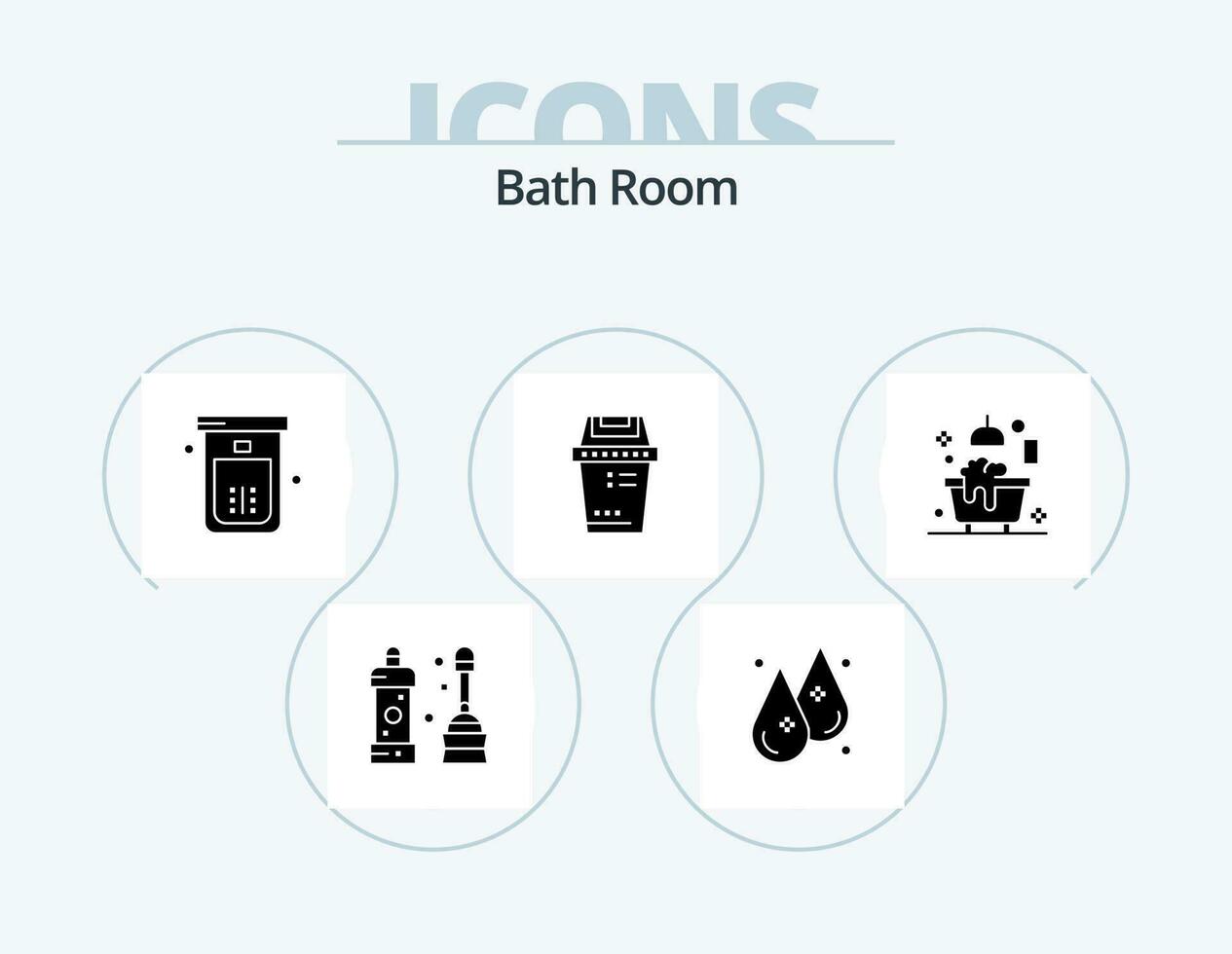bañera habitación glifo icono paquete 5 5 icono diseño. baño. basura. baño. equipo. baño vector