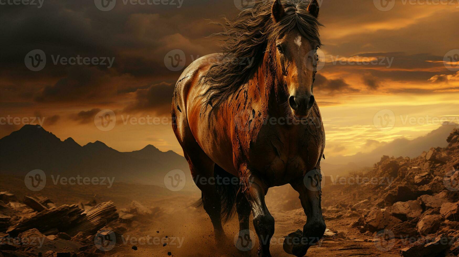 AI generated running horse wallpaper photo