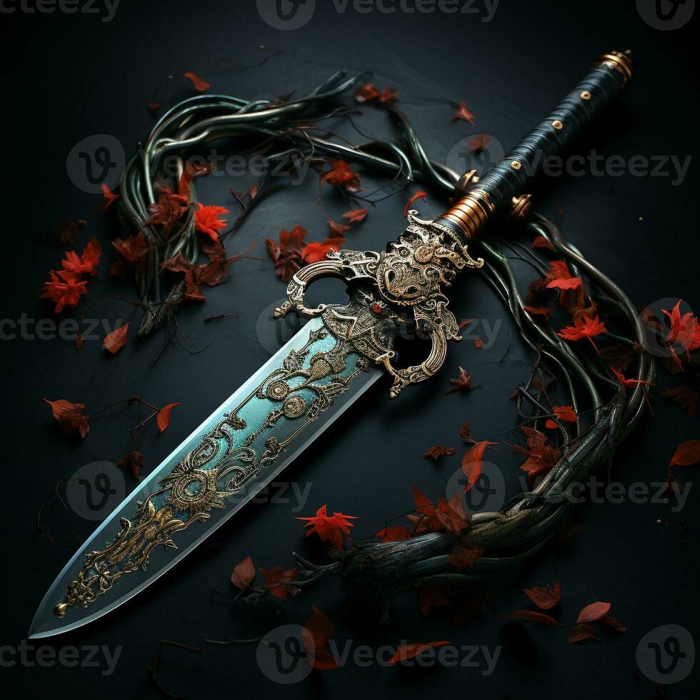 AI generated Samurai sword for games photo