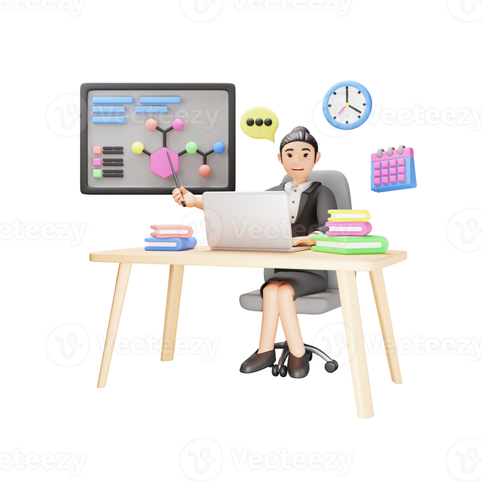 3d Charakter Illustration von Lehrer Lehren Chemie Klasse - - Chemie Bildung Konzept png