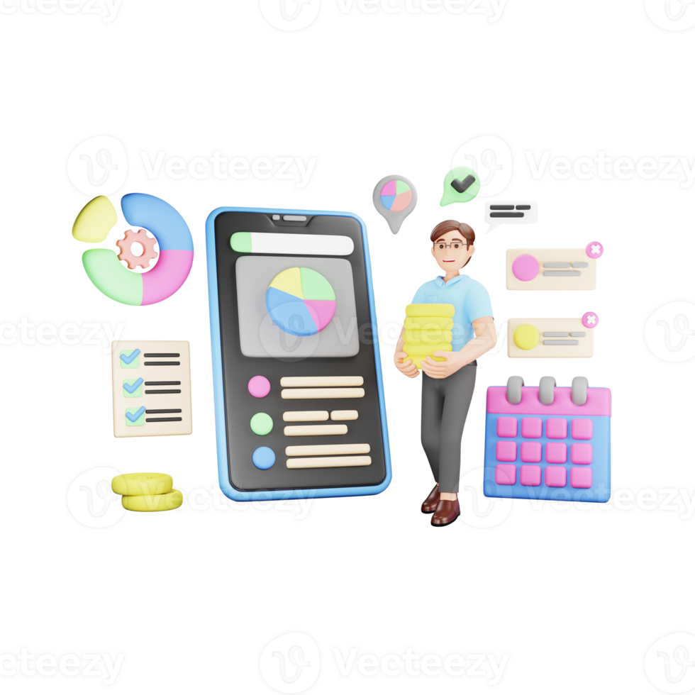 3D Character Illustration for Business App - Modern Technology Concept png