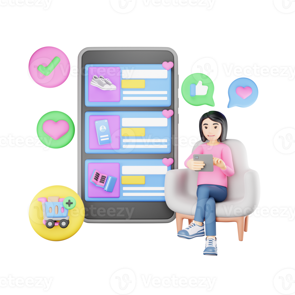 Adding to Shopping Wishlist- 3D Character Illustration for Online Retail png