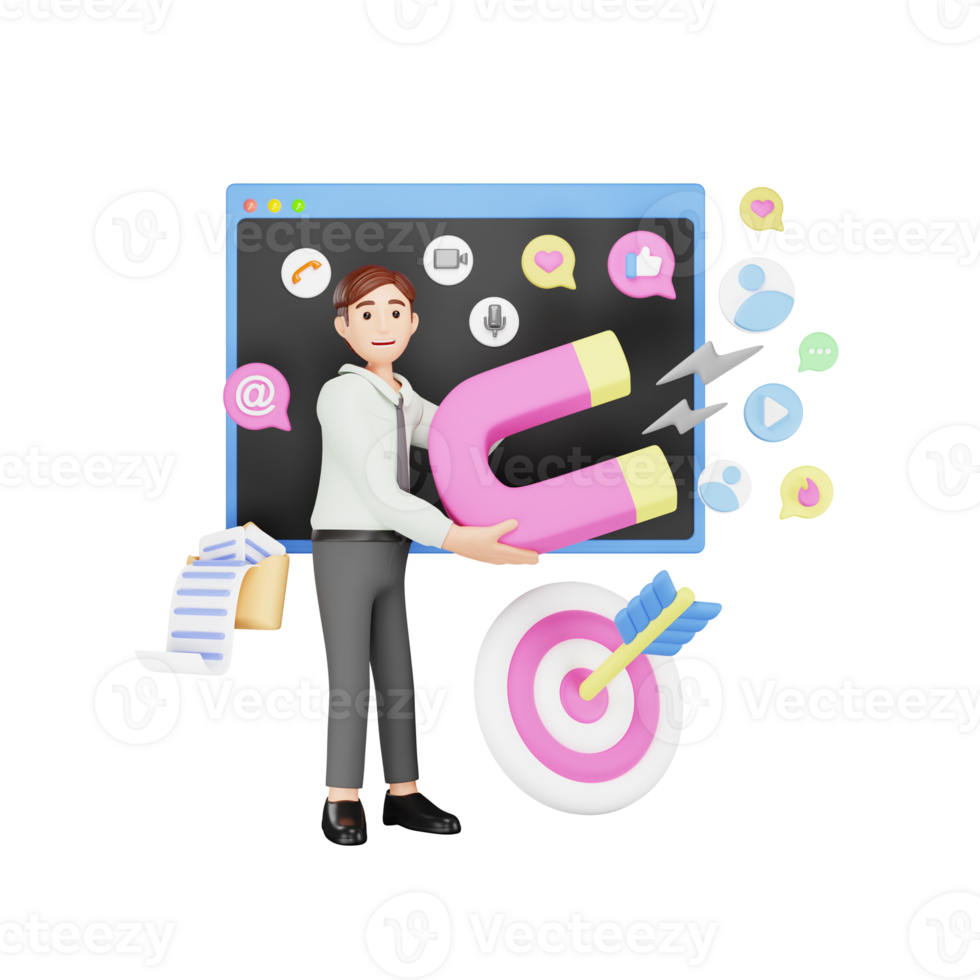 Inbound Marketing Strategy - 3D Character Illustration for Digital Advertising png