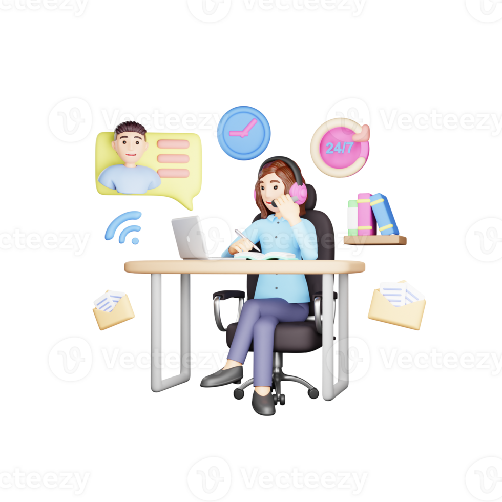 24 Hour Customer Service 3D Cartoon - Support Team in Action Round the Clock png