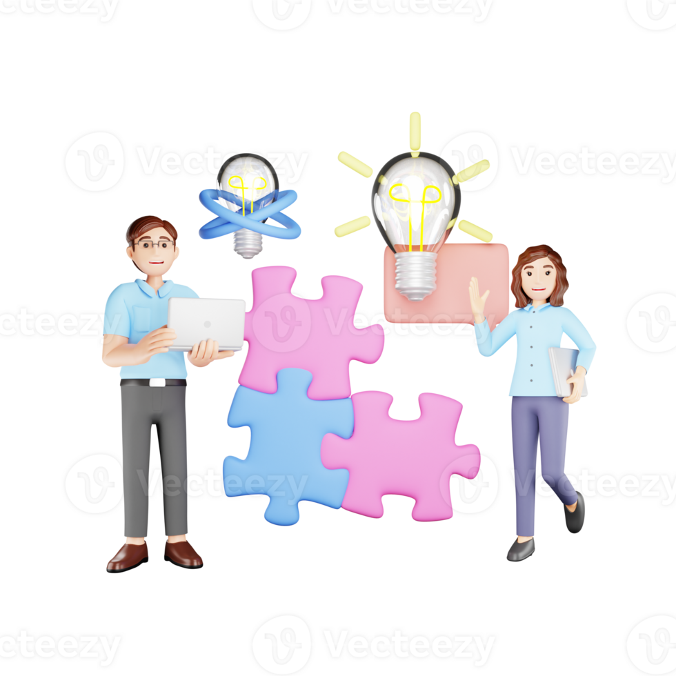 Creative Agency 3D Character Illustration - Generating New Ideas and Innovation png