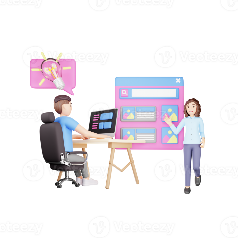 Creative Designer Studio 3D Character Illustration - Teamwork and Collaboration png