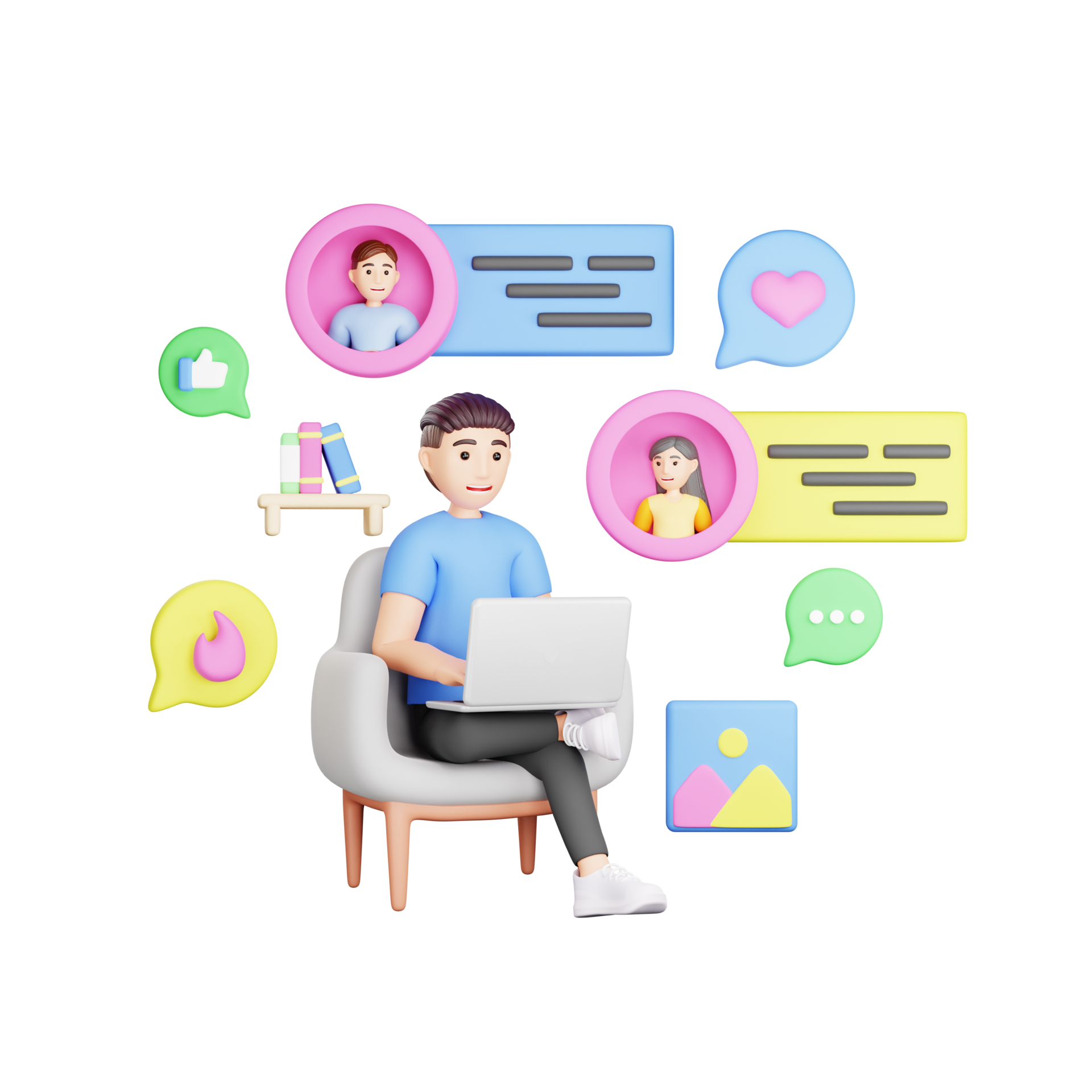 Virtual Forum Concept 3D Character Illustration for Online