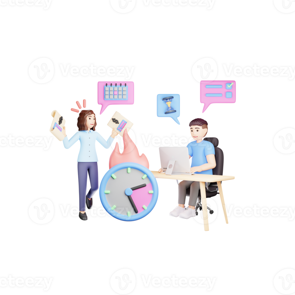 intens werkdruk Bij kantoor 3d karakter illustratie - bedrijf spanning en overweldigend werkplaats png