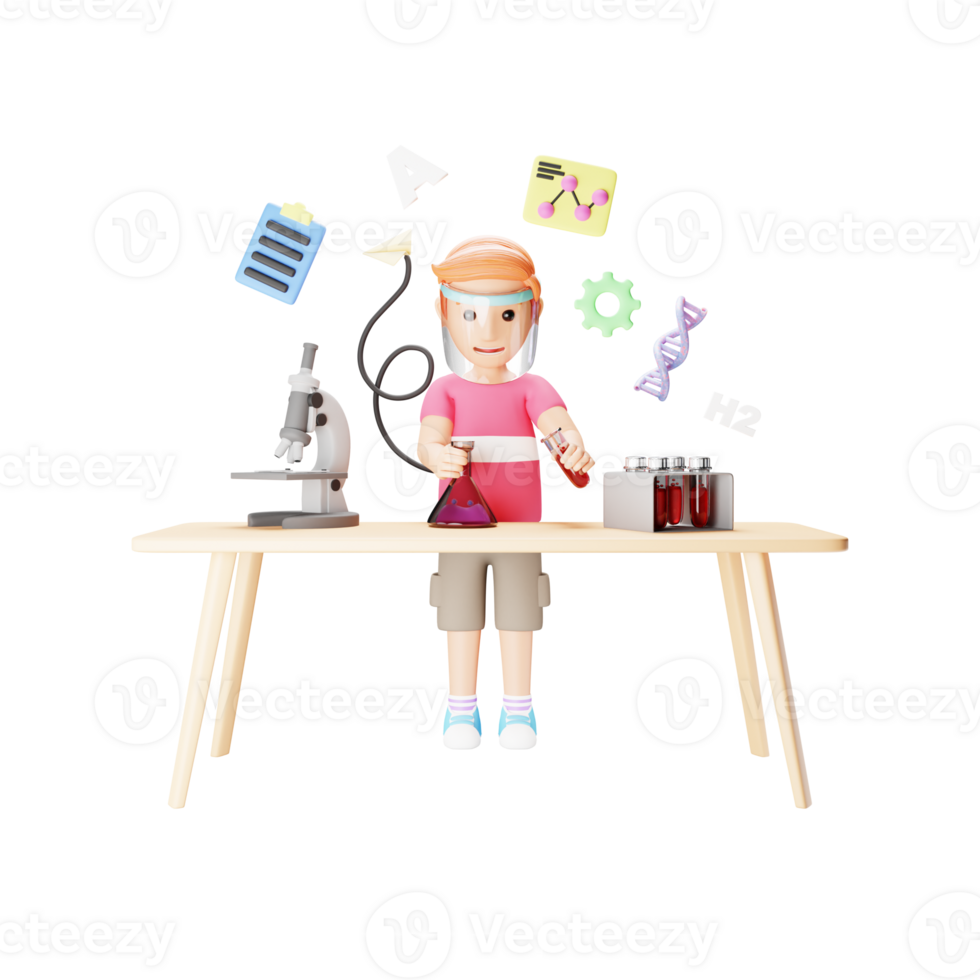 3D Character Illustration of a Science Class - Scientific Exploration png