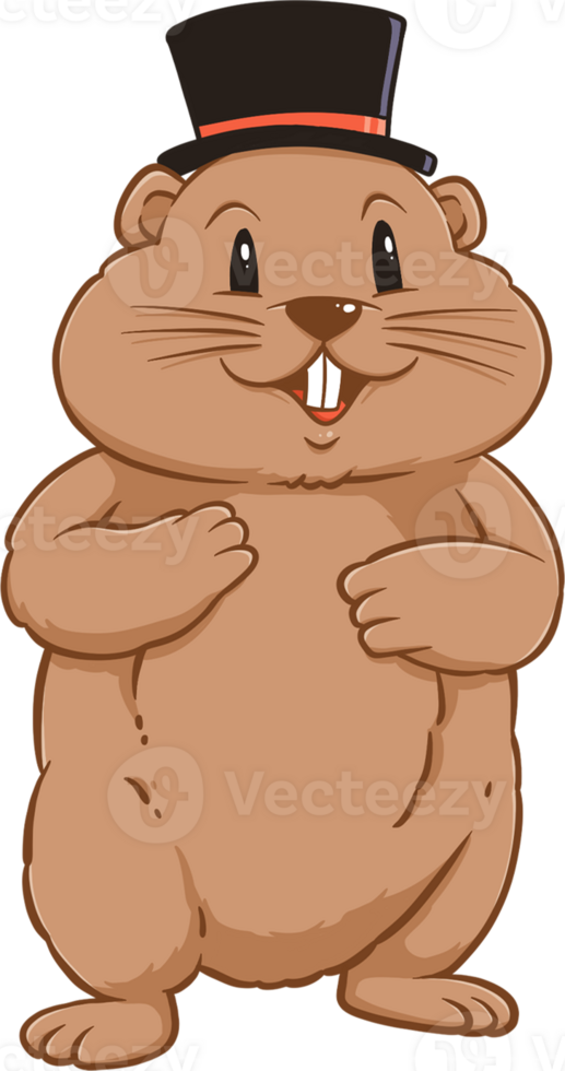 Cute groundhog woodchuck rodent. Happy groundhog day illustration png