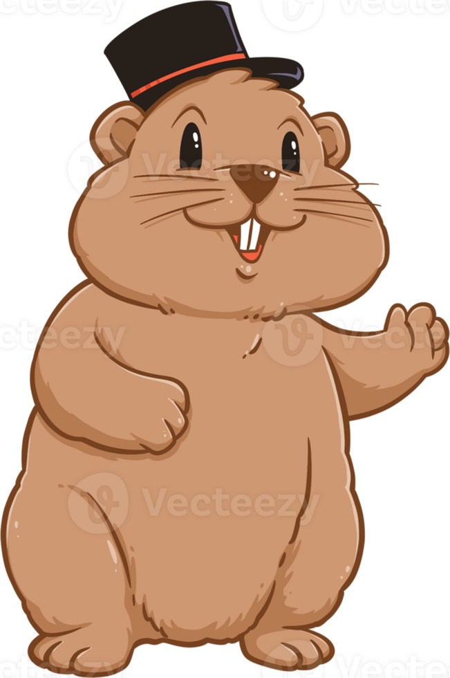 Cute groundhog woodchuck rodent. Happy groundhog day illustration png