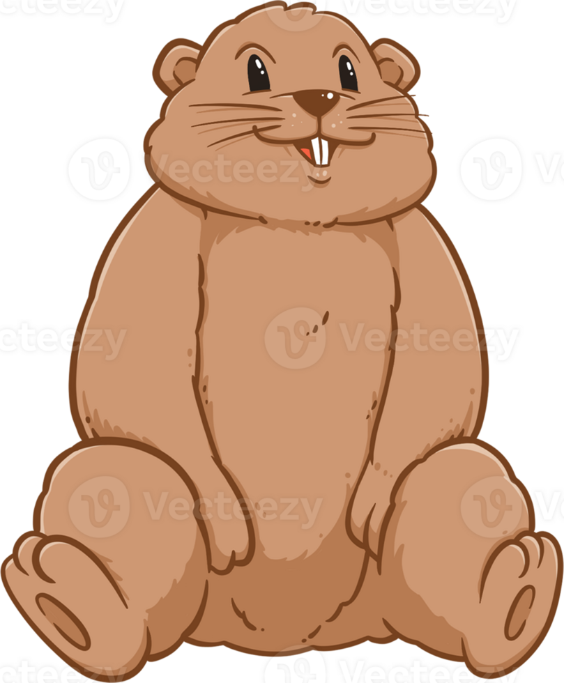 Cute groundhog woodchuck rodent. Happy groundhog day illustration png