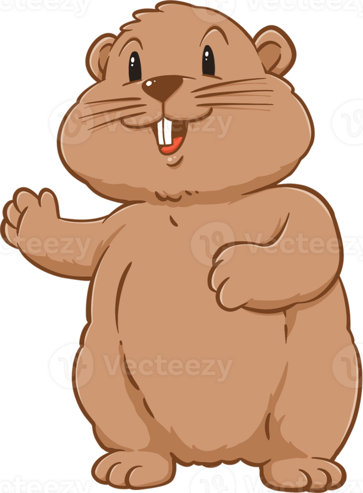 Cute groundhog woodchuck rodent. Happy groundhog day illustration png